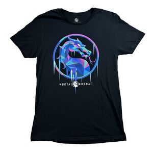 Mens Mortal Kombat Sub-Zero Frozen Logo Black Gaming T-Shirt Graphic Size Medium